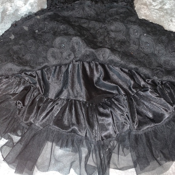 Justice Solid Black Sequin Rose Dress Girls 10 - Picture 7 of 8